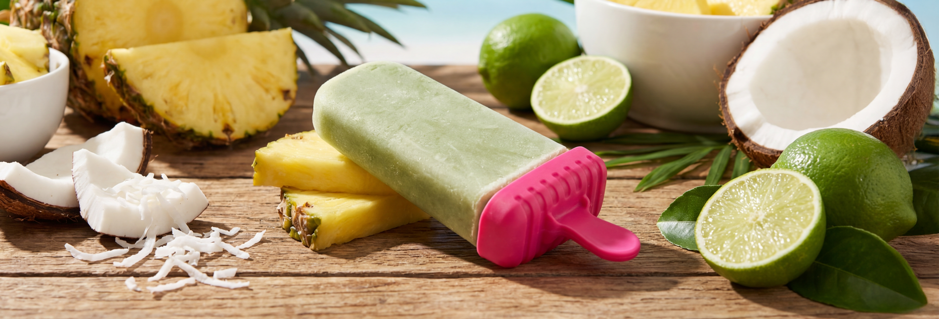 Pineapple, Coconut and Lime Ice Lollies