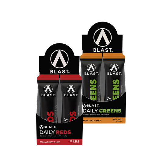 BLAST™ Daily Greens and Reds Combo - Mango & Orange / Strawberry & Kiwi